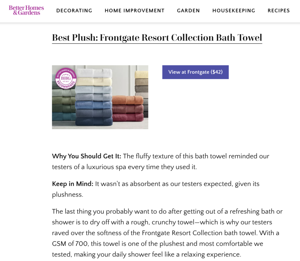 Better Homes & Gardens content marketing