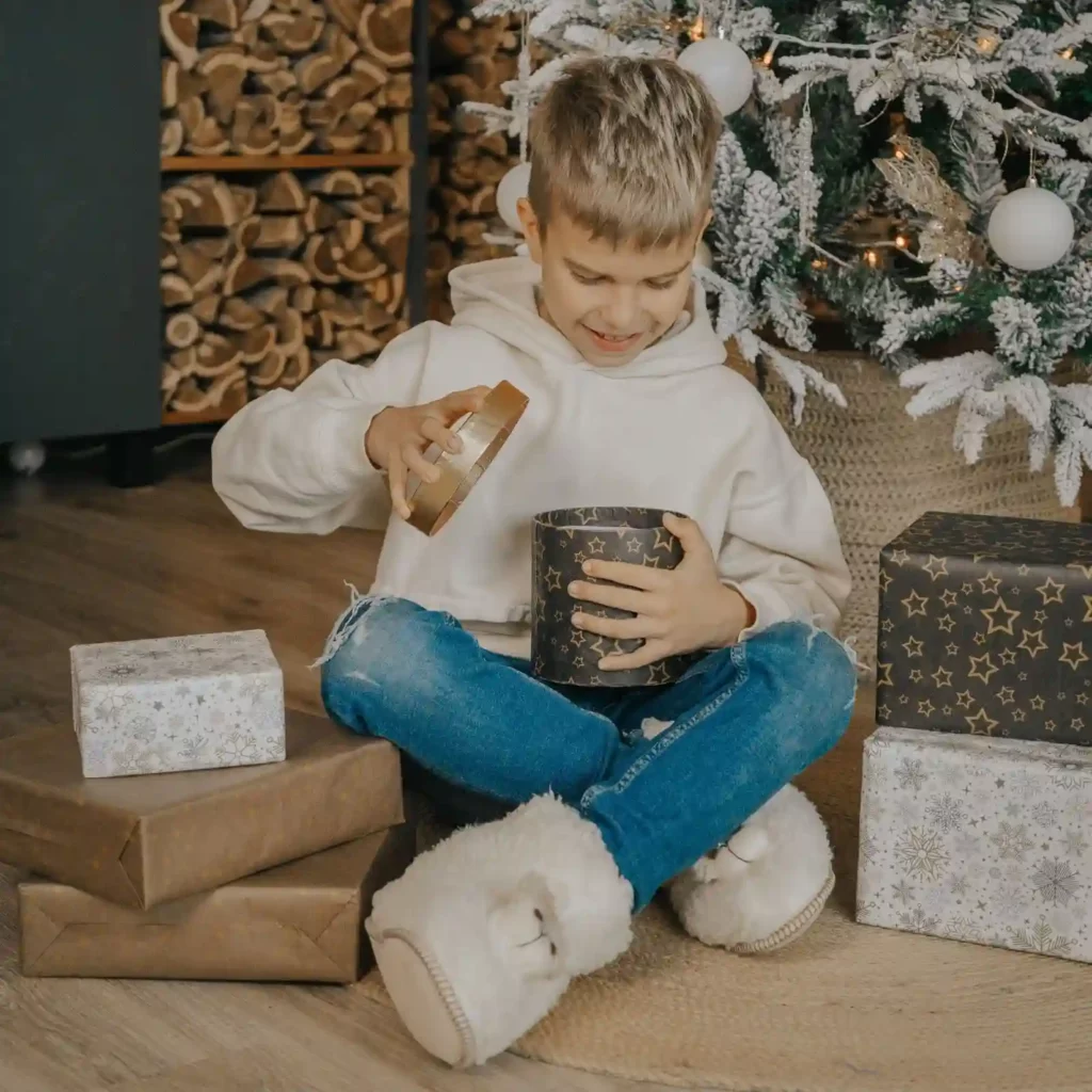 Child opening a gift