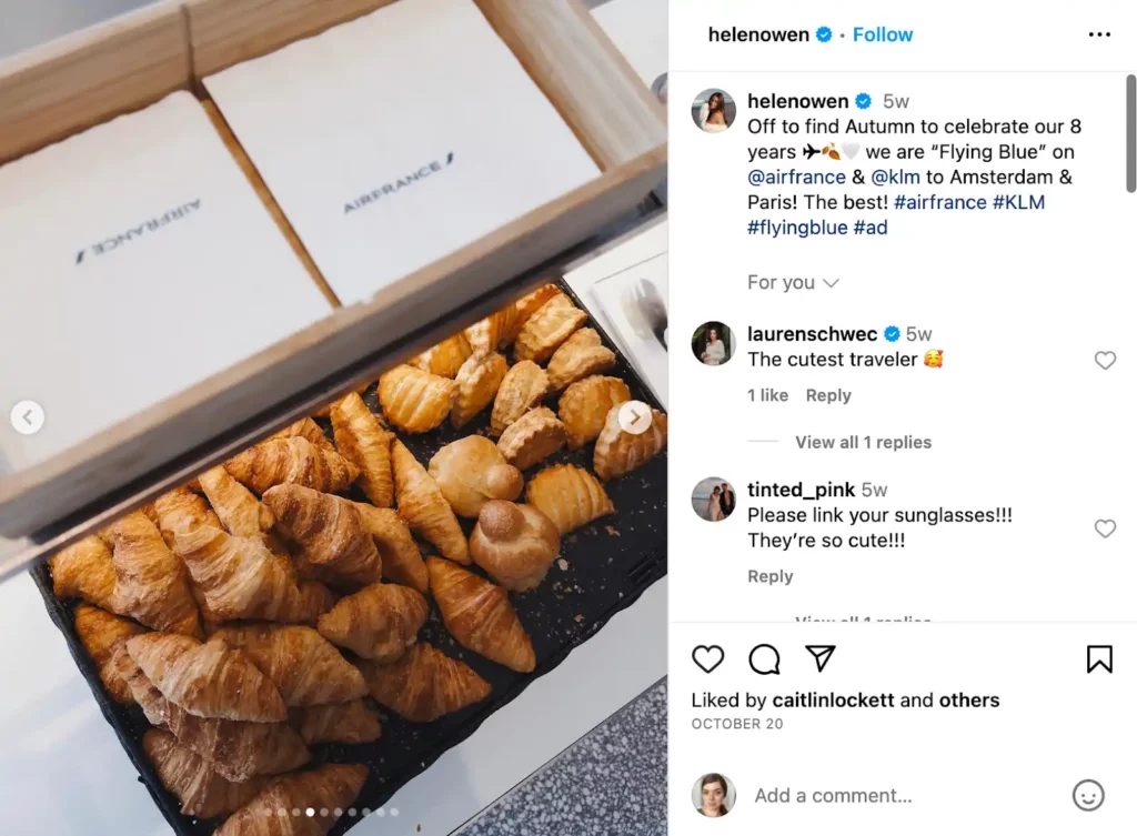 Example of sponsored post on instagram