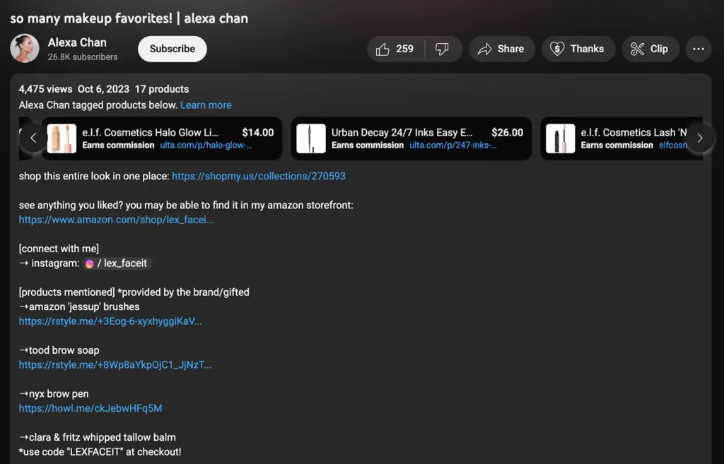example of affiliate link generation