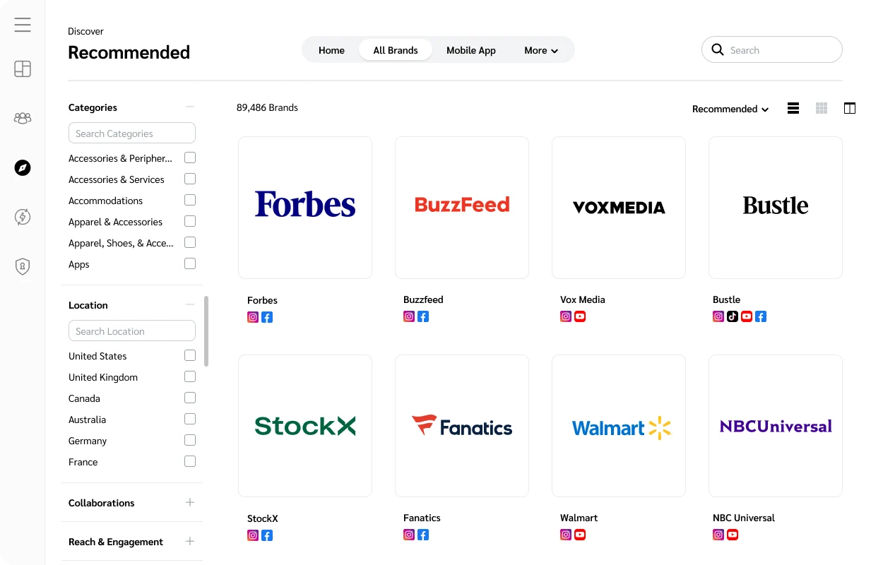 Find recommended brands