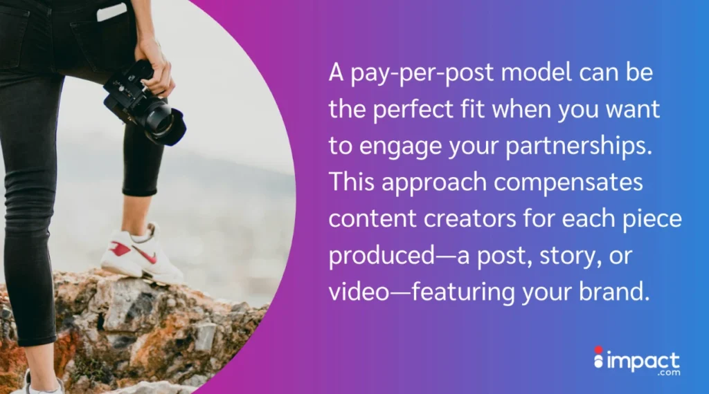 A photographer stands on rocks, holding a camera, symbolizing content creation and brand partnerships in a dynamic business model.