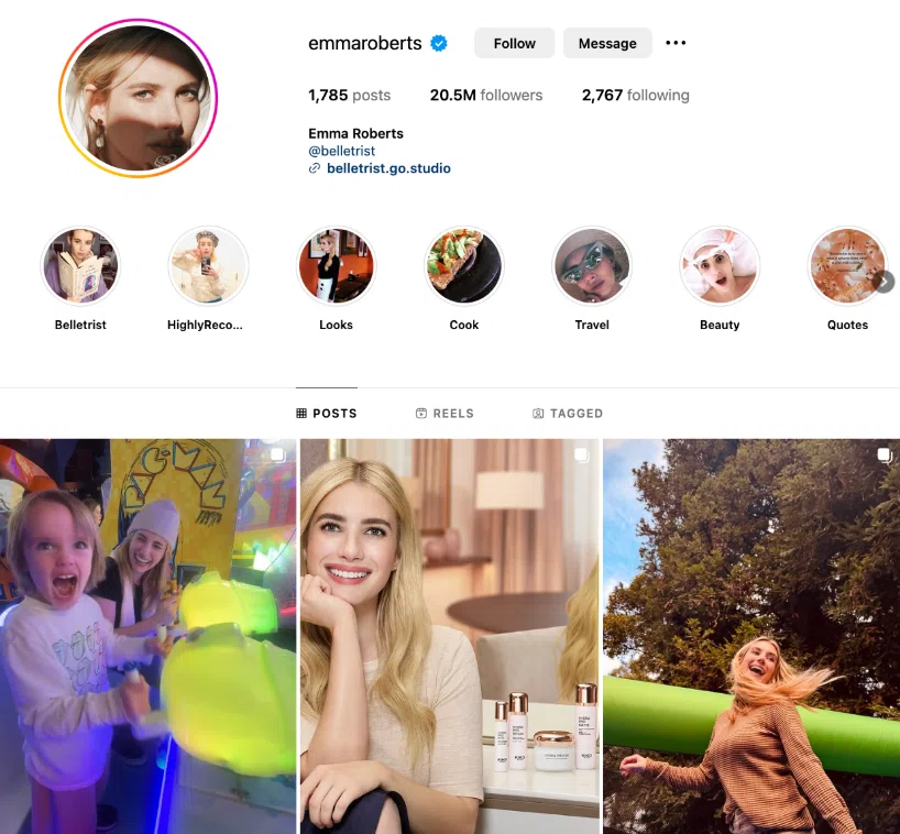 An Instagram profile featuring vibrant images, with highlights on food, travel, beauty, and lifestyle. Engaging content and stylish aesthetics.