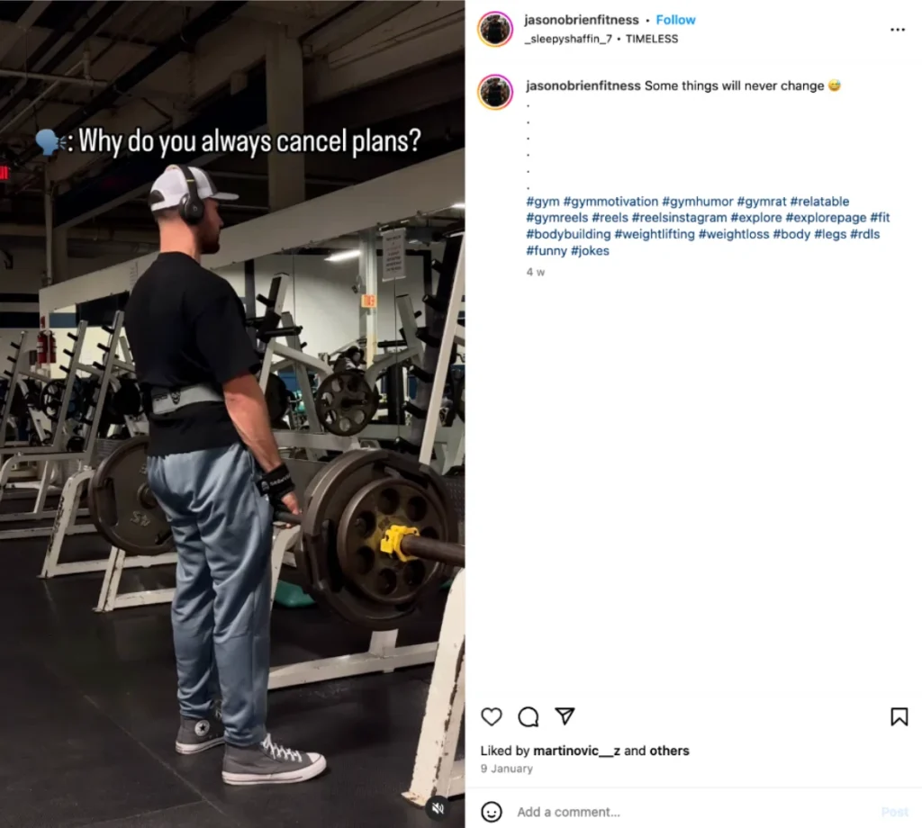 A person in gym attire prepares to lift weights, surrounded by workout equipment, embodying a dedicated fitness lifestyle.