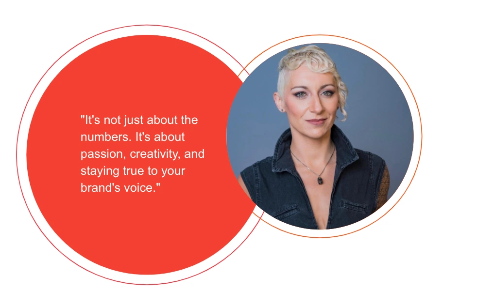 Lily Ray is highlighted with a red circle, accompanied by the text, "It's not just about the numbers. It's about passion, creativity, and staying true to your brand's voice."