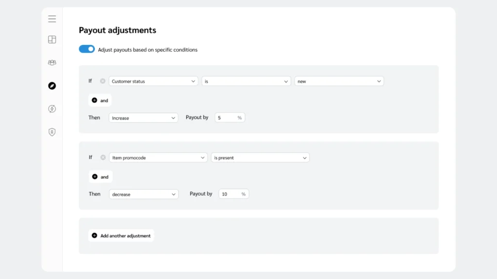 paper elements page within the payout adjustments dashboard, showcasing various paper element options.