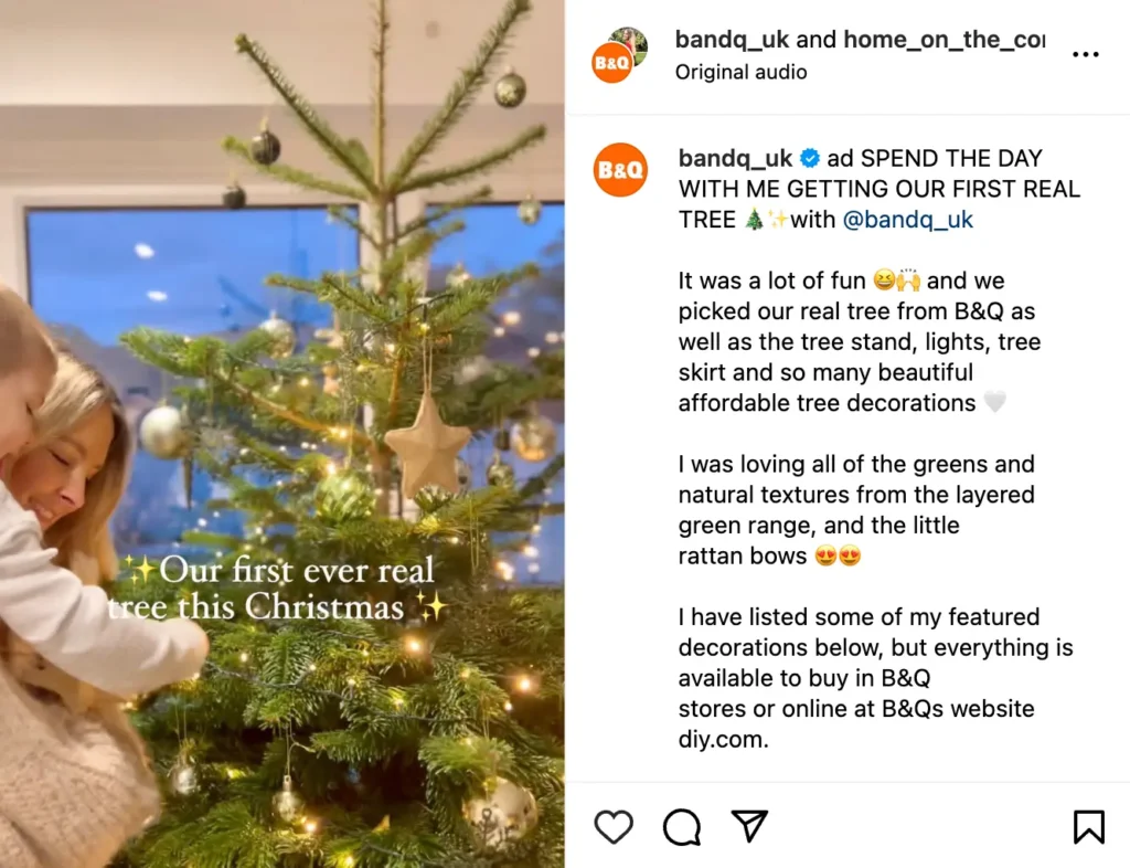 B&Q instagram collaboration with home on the couch