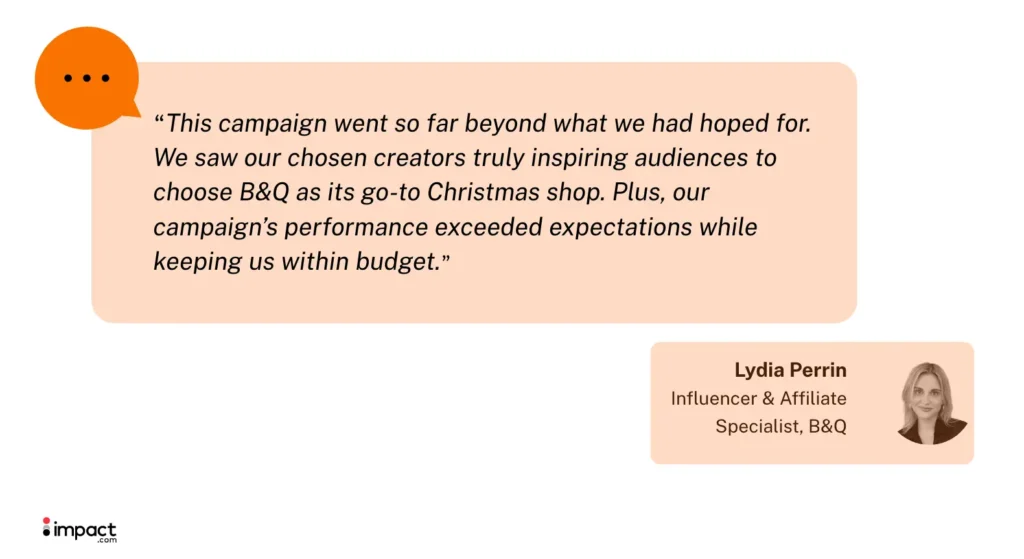 B&Q Campaign performance quote by Lydia Perrin