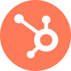 A small orange circle featuring a white dot, representing the HubSpot logo.