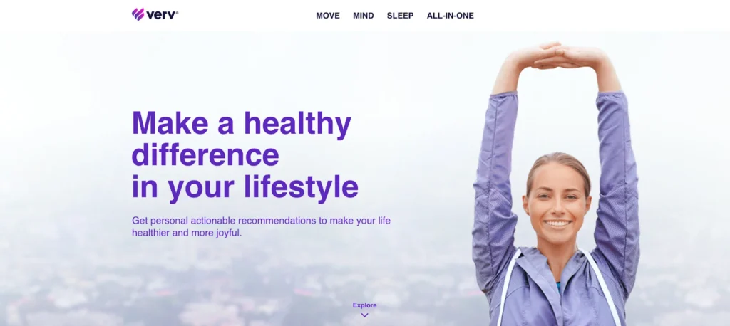 A person stretches with arms raised, promoting a healthy lifestyle message on a soft, light-colored background. Text highlights personal wellness tips.