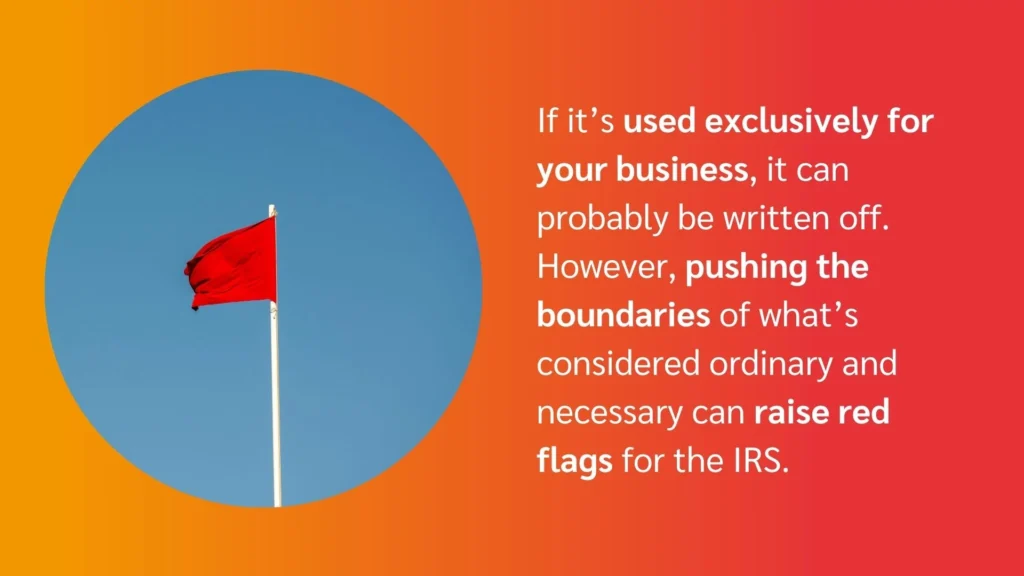 A red flag on a pole with a gradient background, highlighting IRS concerns about business expense deductions.